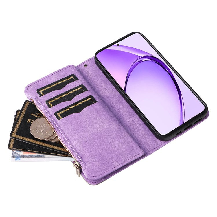 KT Multi-Function Series-5 For Oppo A3 Pro (Global) 5G / A3 Pro (India) 5G Case Zipper Wallet Leather Phone Cover Stand - Purple
