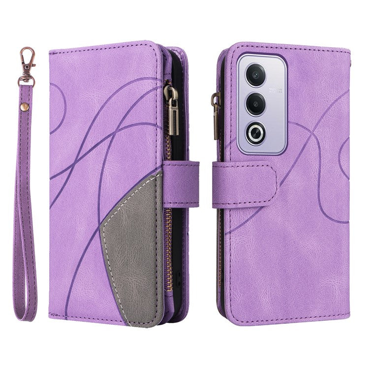 KT Multi-Function Series-5 For Oppo A3 Pro (Global) 5G / A3 Pro (India) 5G Case Zipper Wallet Leather Phone Cover Stand - Purple