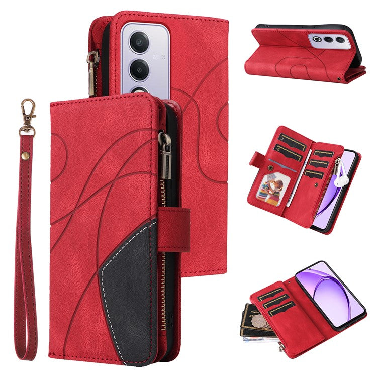 KT Multi-Function Series-5 For Oppo A3 Pro (Global) 5G / A3 Pro (India) 5G Case Zipper Wallet Leather Phone Cover Stand - Red