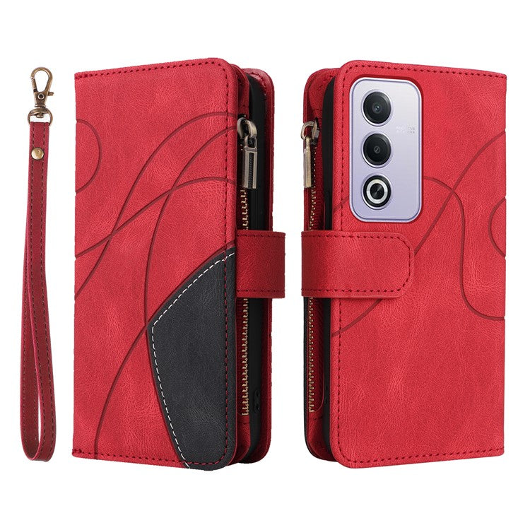 KT Multi-Function Series-5 For Oppo A3 Pro (Global) 5G / A3 Pro (India) 5G Case Zipper Wallet Leather Phone Cover Stand - Red