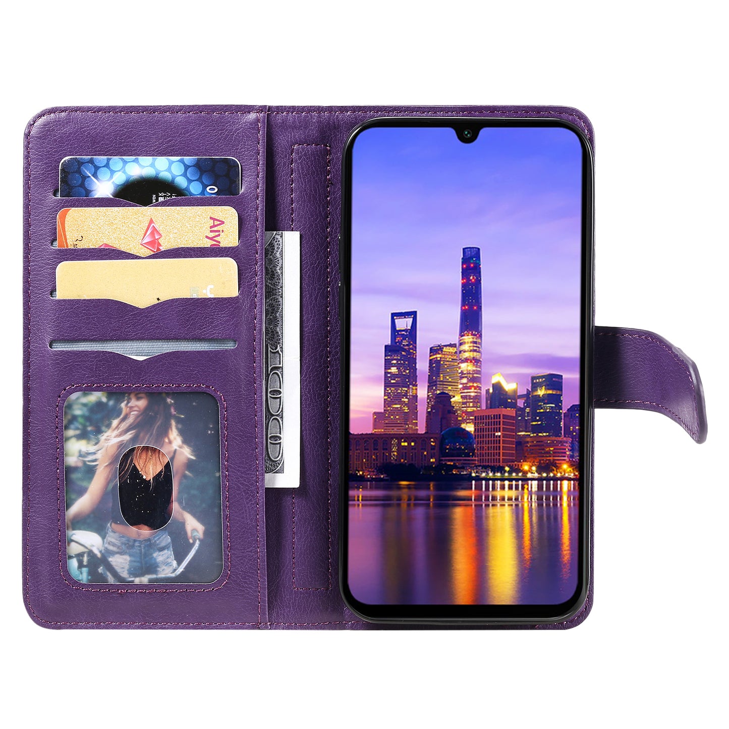 KT Multi-Functional Series-1 For Samsung Galaxy A16 5G / A16 4G Case 10 Card Holder Leather Phone Cover Stand - Purple