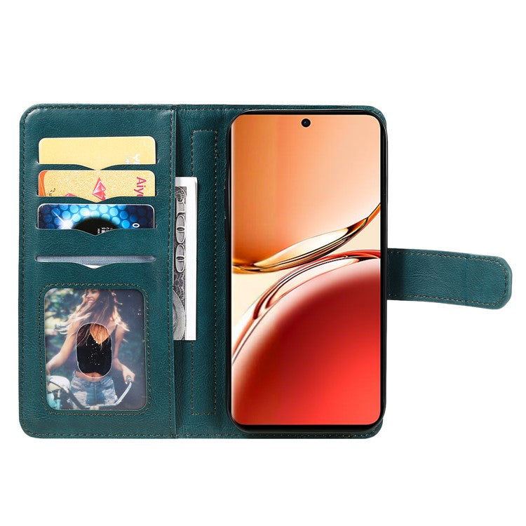 KT Multi-Functional Series-1 For Oppo Reno12 F 5G Case 10 Card Holder Leather Phone Cover Stand - Green