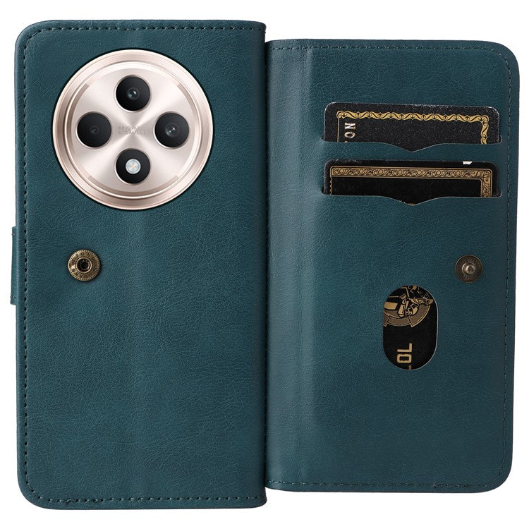 KT Multi-Functional Series-1 For Oppo Reno12 F 5G Case 10 Card Holder Leather Phone Cover Stand - Green