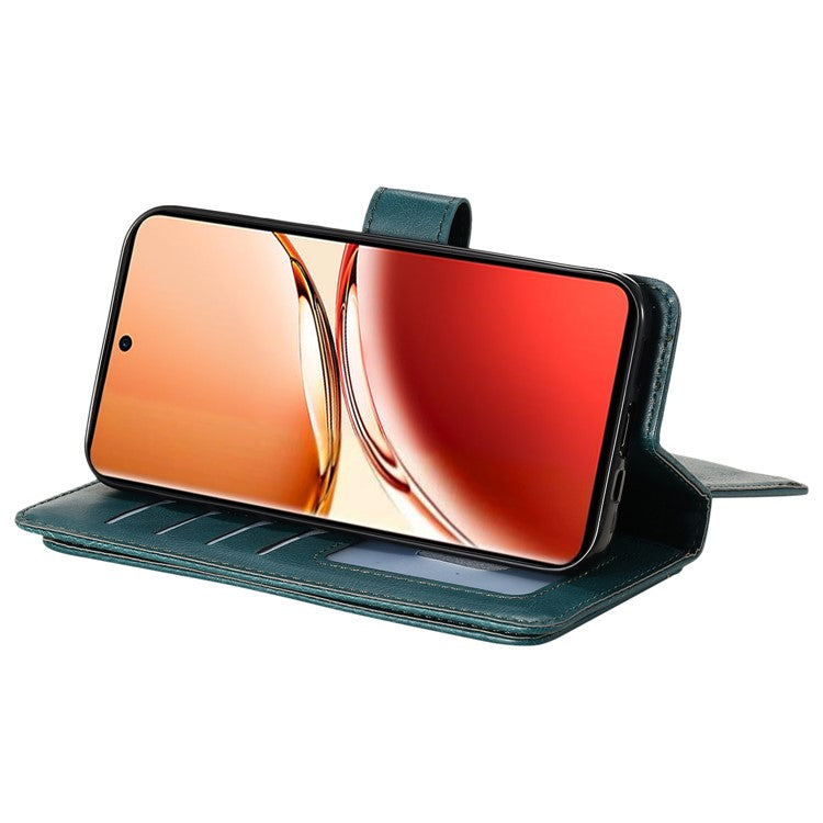 KT Multi-Functional Series-1 For Oppo Reno12 F 5G Case 10 Card Holder Leather Phone Cover Stand - Green