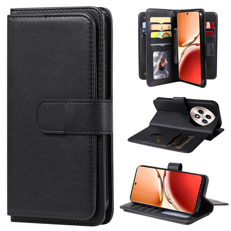 KT Multi-Functional Series-1 For Oppo Reno12 F 5G Case 10 Card Holder Leather Phone Cover Stand - Black