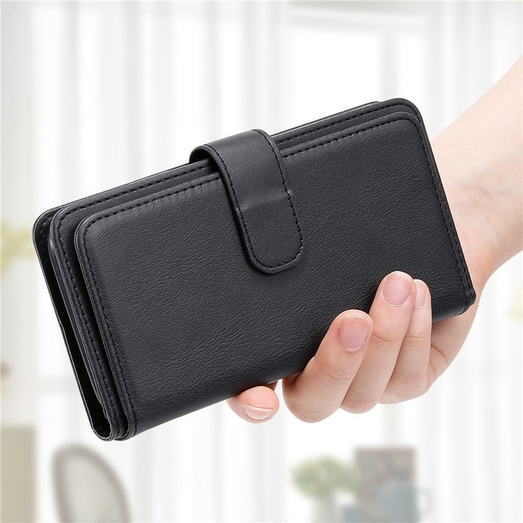 KT Multi-Functional Series-1 For Oppo Reno12 F 5G Case 10 Card Holder Leather Phone Cover Stand - Black