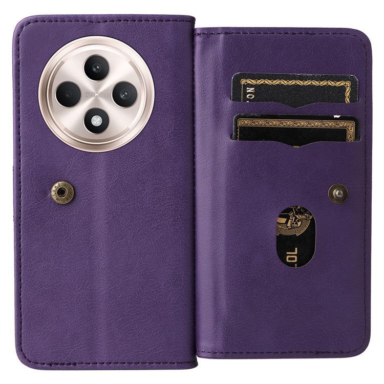 KT Multi-Functional Series-1 For Oppo Reno12 F 5G Case 10 Card Holder Leather Phone Cover Stand - Purple