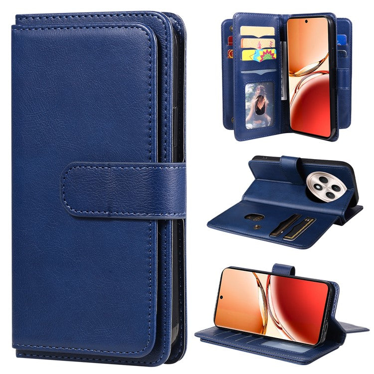KT Multi-Functional Series-1 For Oppo Reno12 F 5G Case 10 Card Holder Leather Phone Cover Stand - Blue