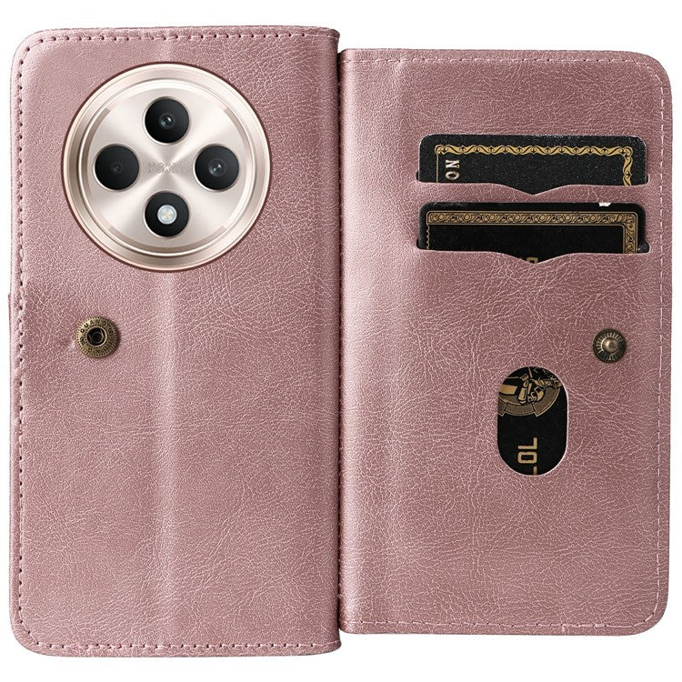 KT Multi-Functional Series-1 For Oppo Reno12 F 5G Case 10 Card Holder Leather Phone Cover Stand - Rose Gold