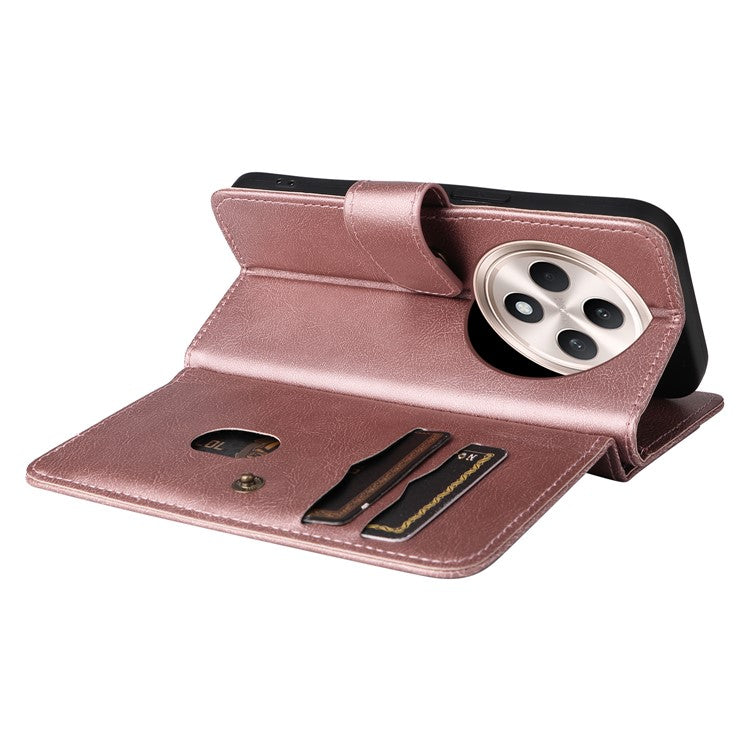 KT Multi-Functional Series-1 For Oppo Reno12 F 5G Case 10 Card Holder Leather Phone Cover Stand - Rose Gold