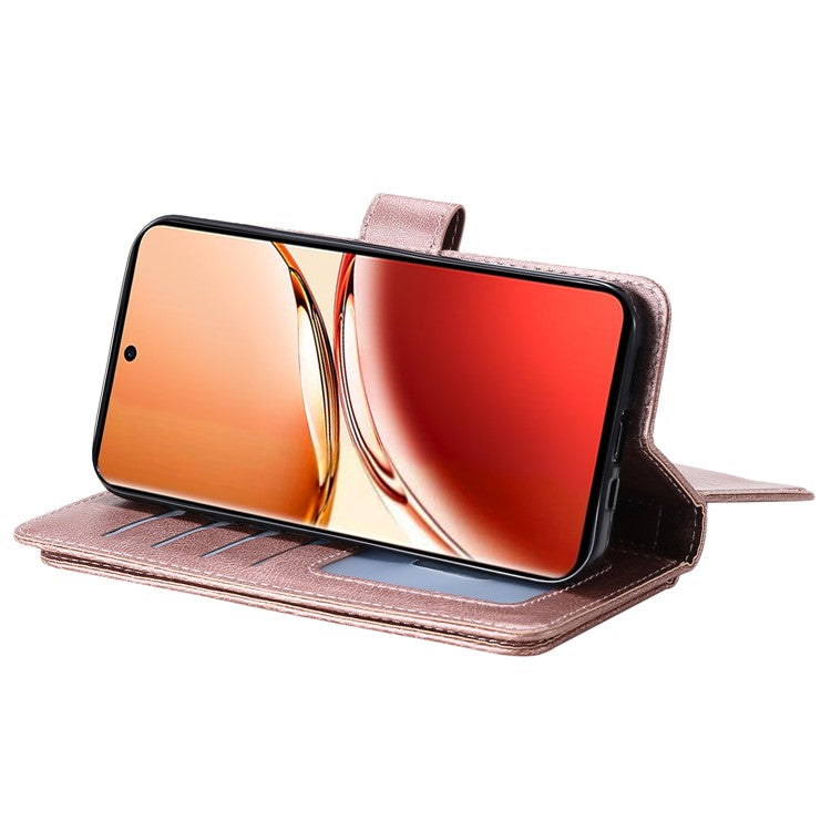 KT Multi-Functional Series-1 For Oppo Reno12 F 5G Case 10 Card Holder Leather Phone Cover Stand - Rose Gold