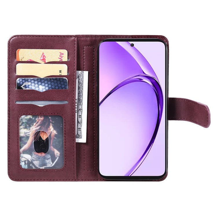 KT Multi-Functional Series-1 For Oppo A3 Pro (Global) 5G / A3 Pro (India) 5G Case 10 Card Holder Leather Phone Cover Stand - Wine Red