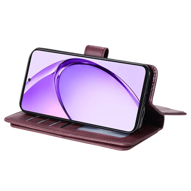 KT Multi-Functional Series-1 For Oppo A3 Pro (Global) 5G / A3 Pro (India) 5G Case 10 Card Holder Leather Phone Cover Stand - Wine Red