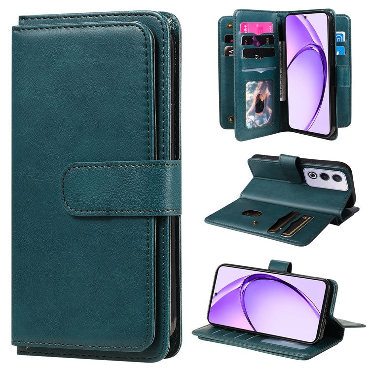 KT Multi-Functional Series-1 For Oppo A3 Pro (Global) 5G / A3 Pro (India) 5G Case 10 Card Holder Leather Phone Cover Stand - Green