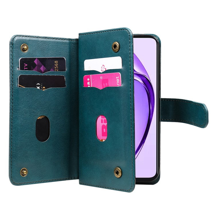 KT Multi-Functional Series-1 For Oppo A3 Pro (Global) 5G / A3 Pro (India) 5G Case 10 Card Holder Leather Phone Cover Stand - Green