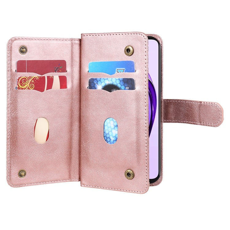 KT Multi-Functional Series-1 For Oppo A3 Pro (Global) 5G / A3 Pro (India) 5G Case 10 Card Holder Leather Phone Cover Stand - Rose Gold