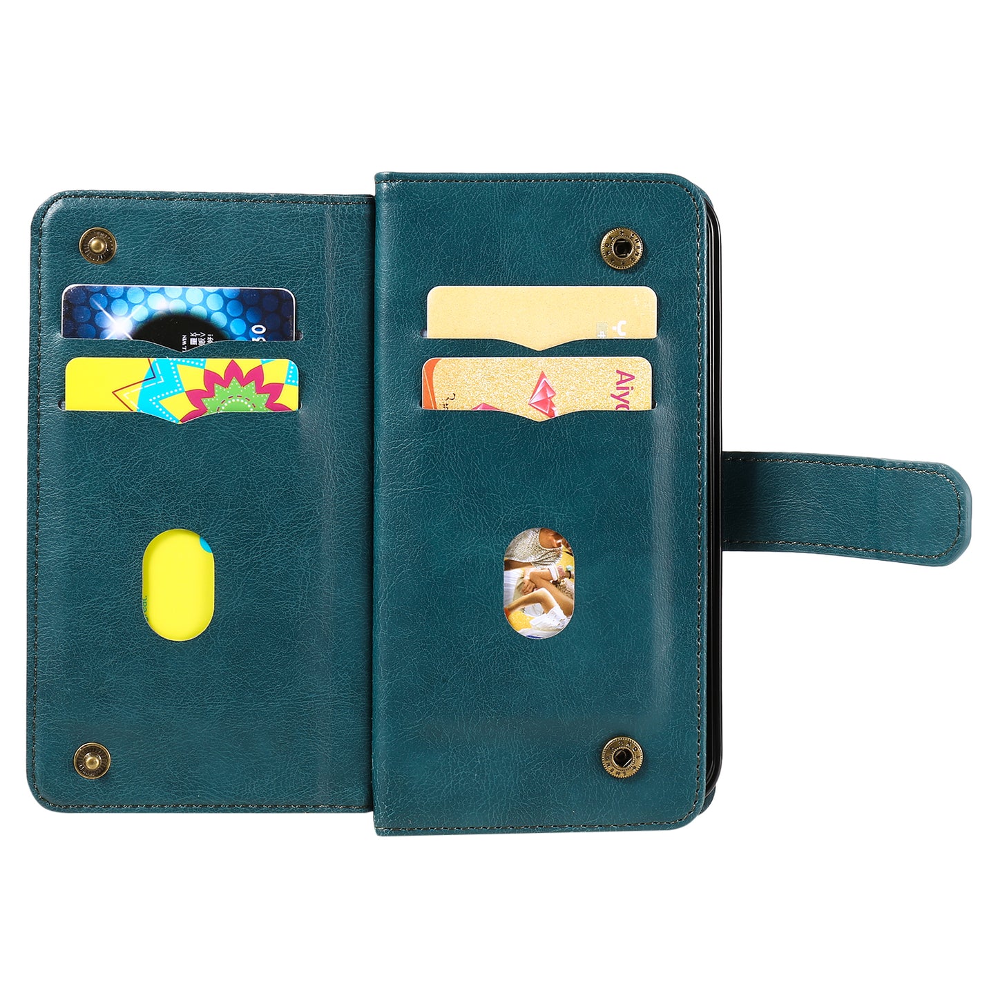 KT Multi-Functional Series-1 For Samsung Galaxy A06 Case 10 Card Holder Leather Phone Cover Stand - Green