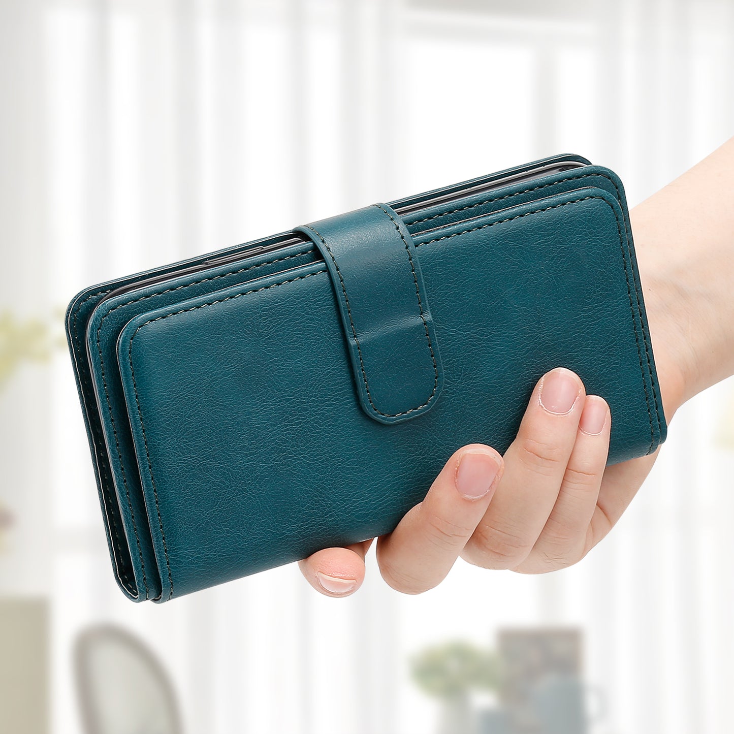 KT Multi-Functional Series-1 For Samsung Galaxy A06 Case 10 Card Holder Leather Phone Cover Stand - Green