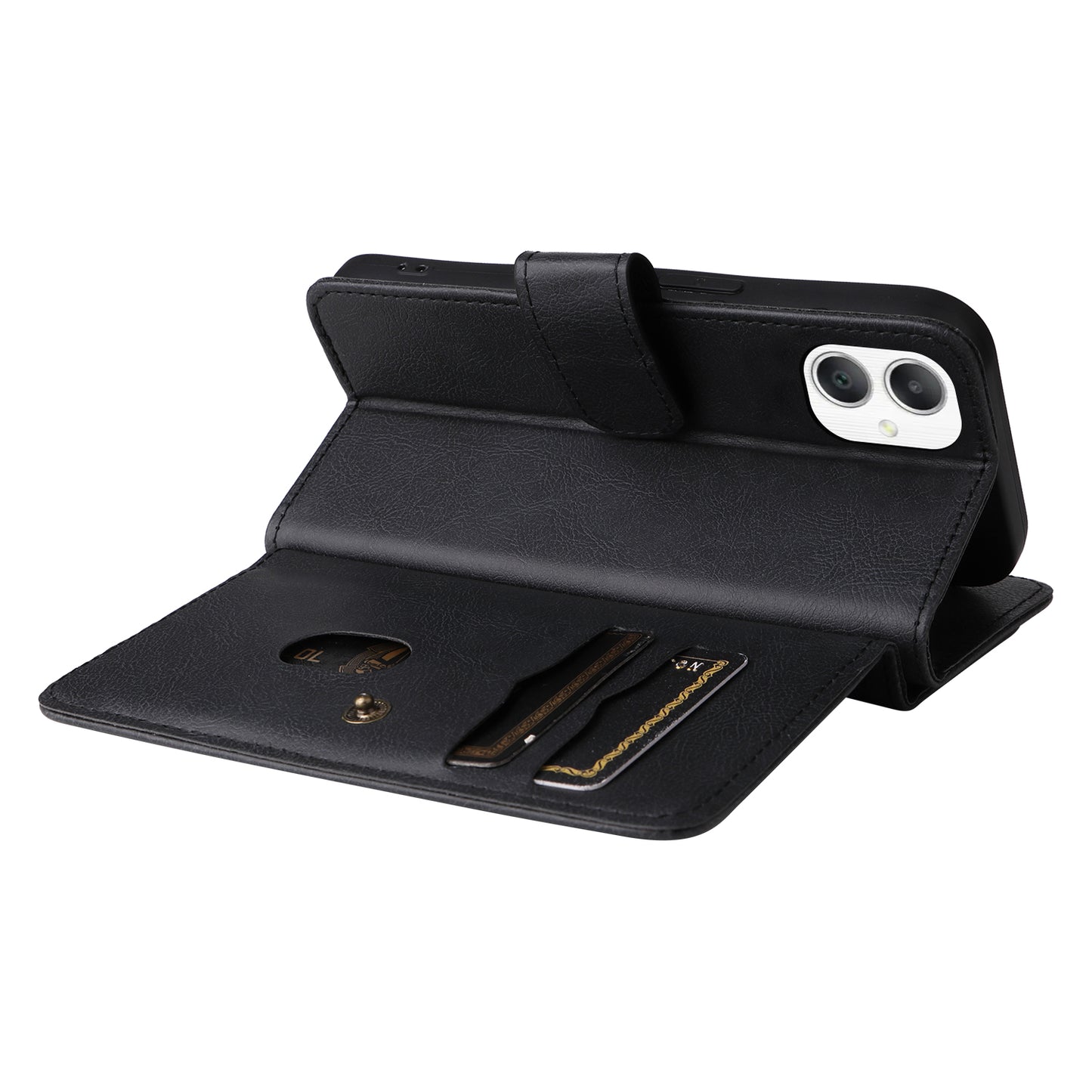 KT Multi-Functional Series-1 For Samsung Galaxy A06 Case 10 Card Holder Leather Phone Cover Stand - Black