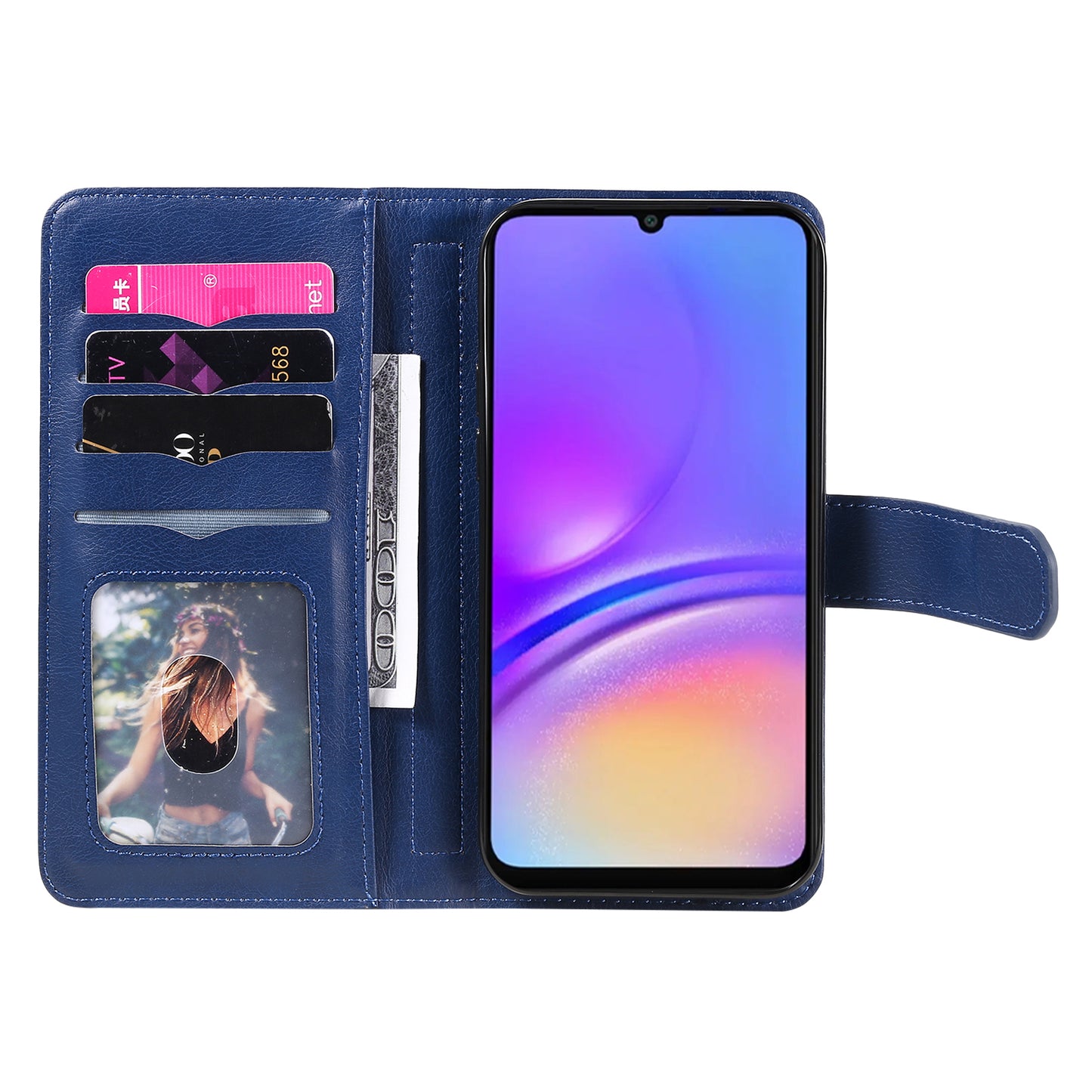 KT Multi-Functional Series-1 For Samsung Galaxy A06 Case 10 Card Holder Leather Phone Cover Stand - Blue