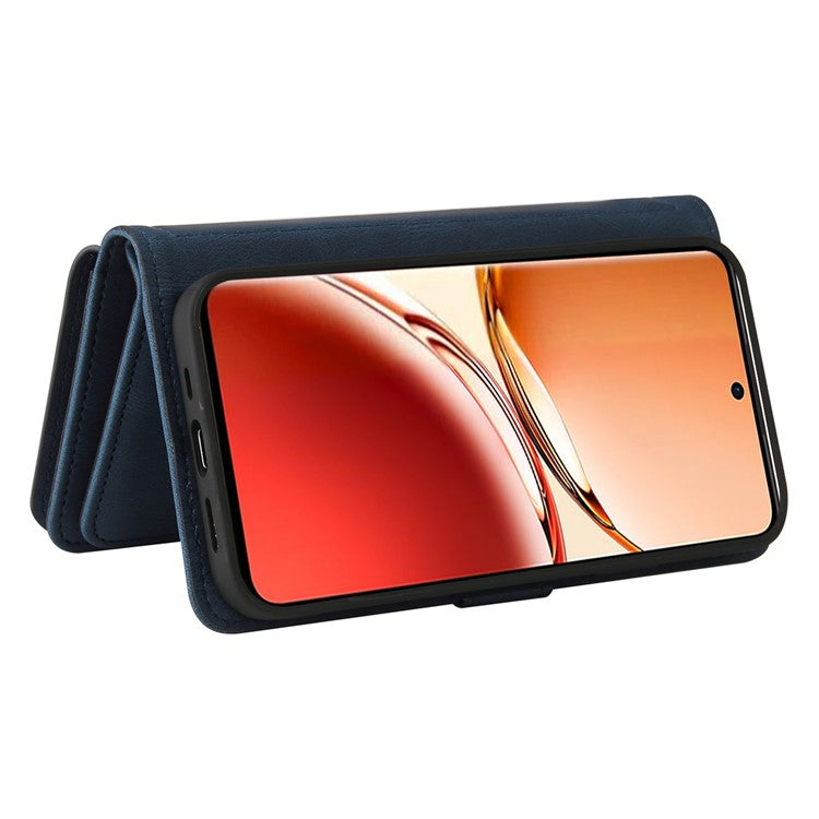 KT Multi-Functional Series-2 For Oppo Reno12 F 5G Phone Case Zipper Wallet Leather Stand Cover - Blue