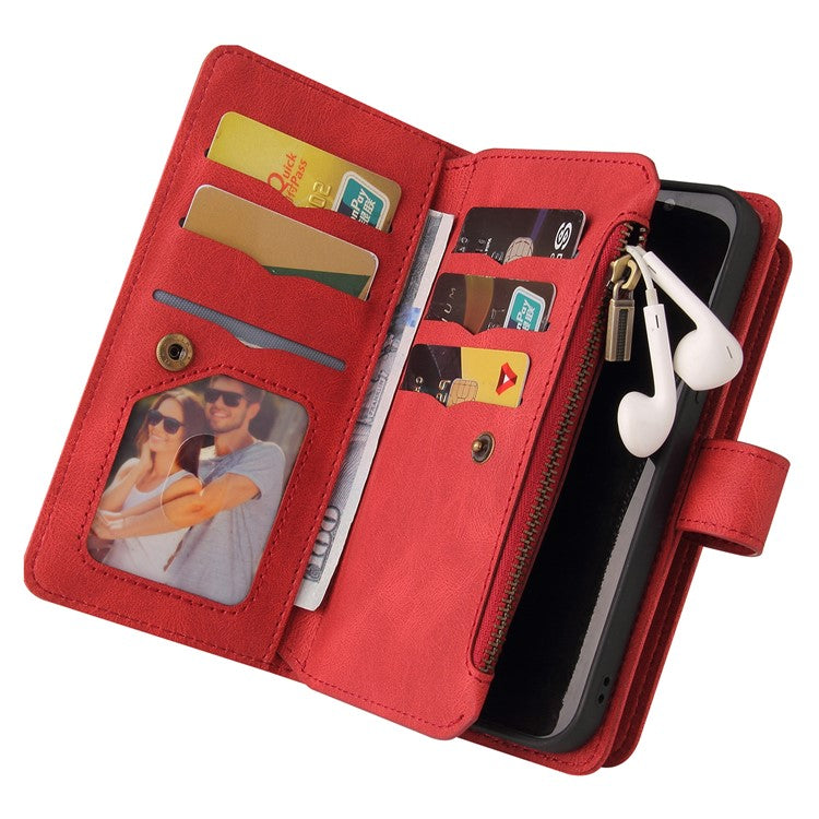 KT Multi-Functional Series-2 For Oppo A3 Pro (Global) 5G / A3 Pro (India) 5G Phone Case Zipper Wallet Leather Stand Cover - Red