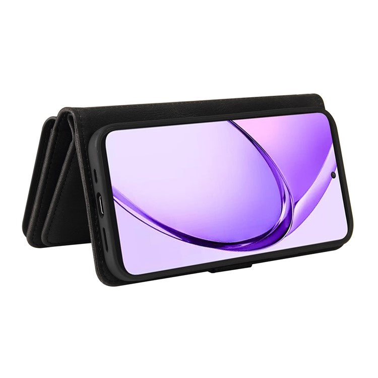 KT Multi-Functional Series-2 For Oppo A3 Pro (Global) 5G / A3 Pro (India) 5G Phone Case Zipper Wallet Leather Stand Cover - Black