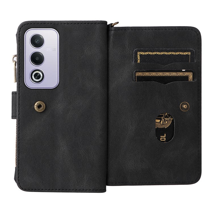 KT Multi-Functional Series-2 For Oppo A3 Pro (Global) 5G / A3 Pro (India) 5G Phone Case Zipper Wallet Leather Stand Cover - Black