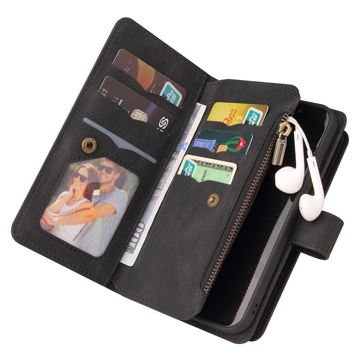 KT Multi-Functional Series-2 For Oppo A3 Pro (Global) 5G / A3 Pro (India) 5G Phone Case Zipper Wallet Leather Stand Cover - Black