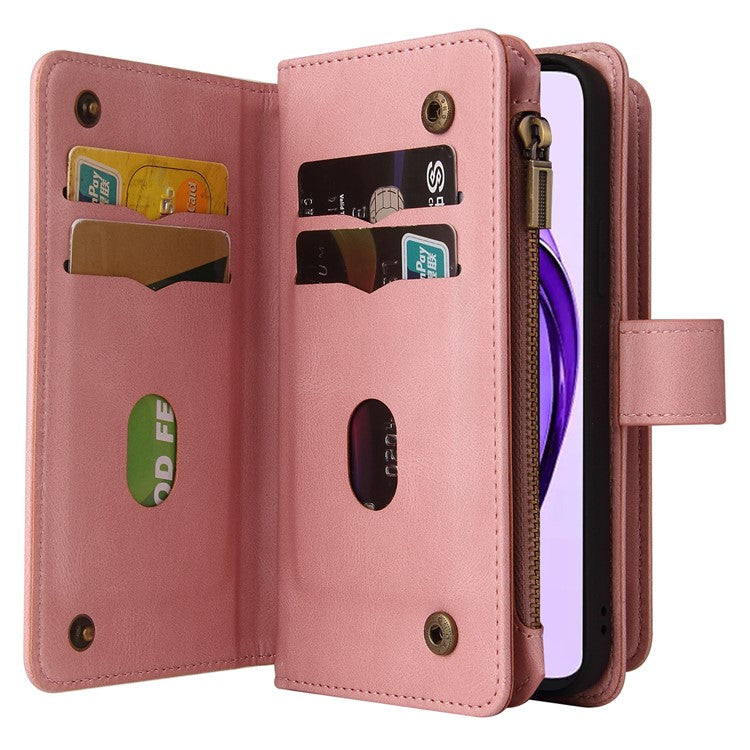 KT Multi-Functional Series-2 For Oppo A3 Pro (Global) 5G / A3 Pro (India) 5G Phone Case Zipper Wallet Leather Stand Cover - Pink