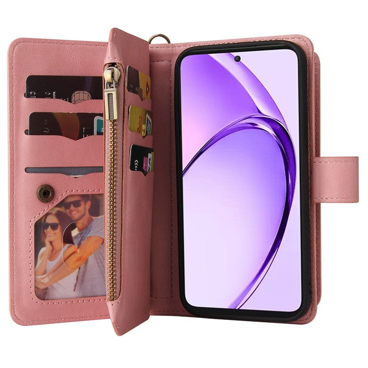 KT Multi-Functional Series-2 For Oppo A3 Pro (Global) 5G / A3 Pro (India) 5G Phone Case Zipper Wallet Leather Stand Cover - Pink