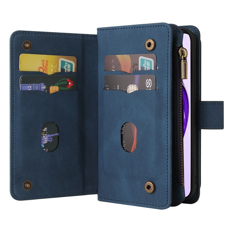 KT Multi-Functional Series-2 For Oppo A3 Pro (Global) 5G / A3 Pro (India) 5G Phone Case Zipper Wallet Leather Stand Cover - Blue