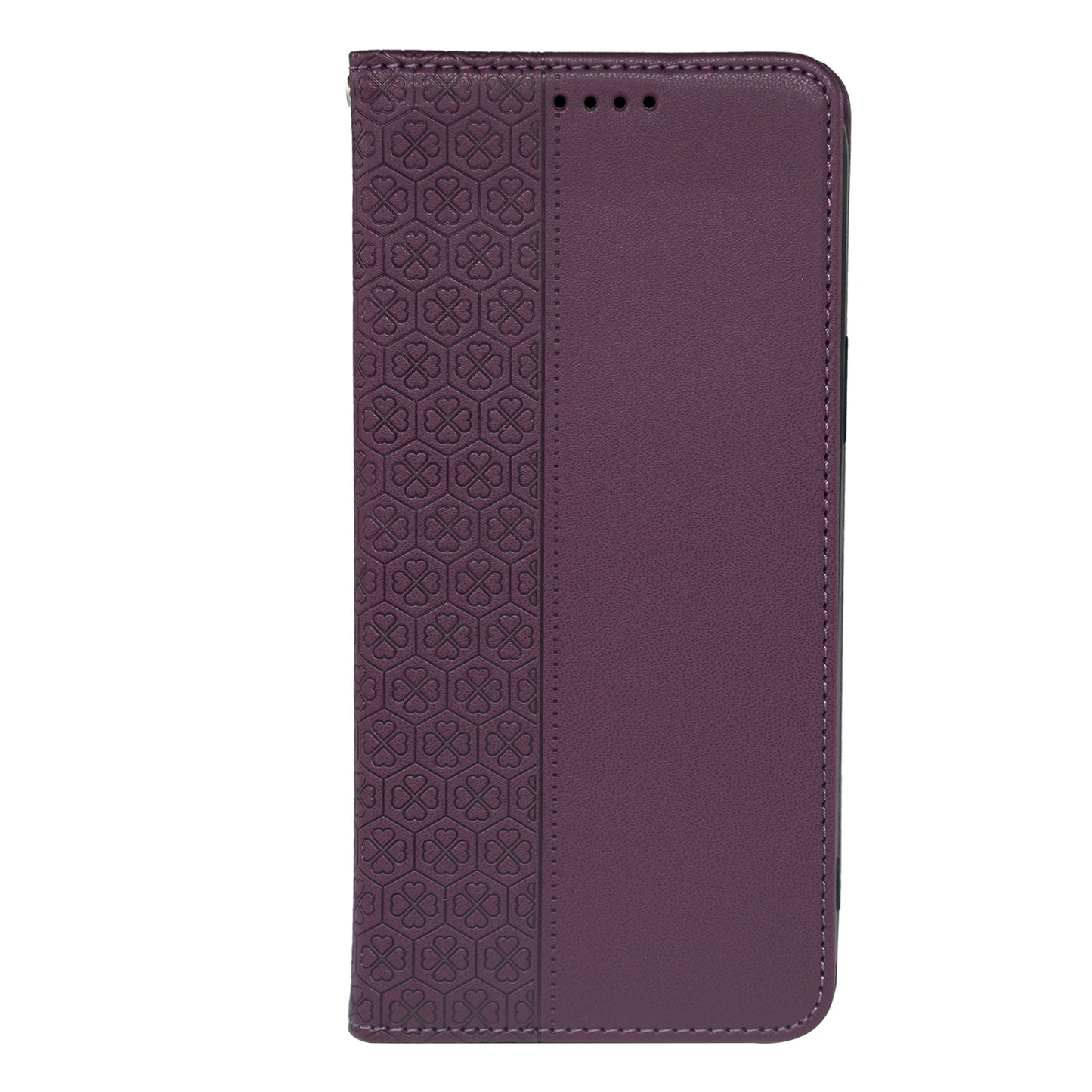 For Samsung Galaxy A16 5G / A16 4G Case Four-Leaf Clover Leather Flip Phone Cover Stand Wallet - Dark Purple