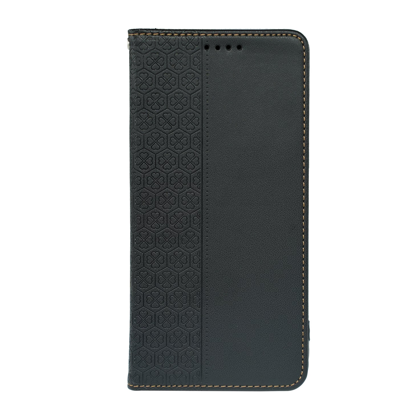 For Samsung Galaxy A16 5G / A16 4G Case Four-Leaf Clover Leather Flip Phone Cover Stand Wallet - Black