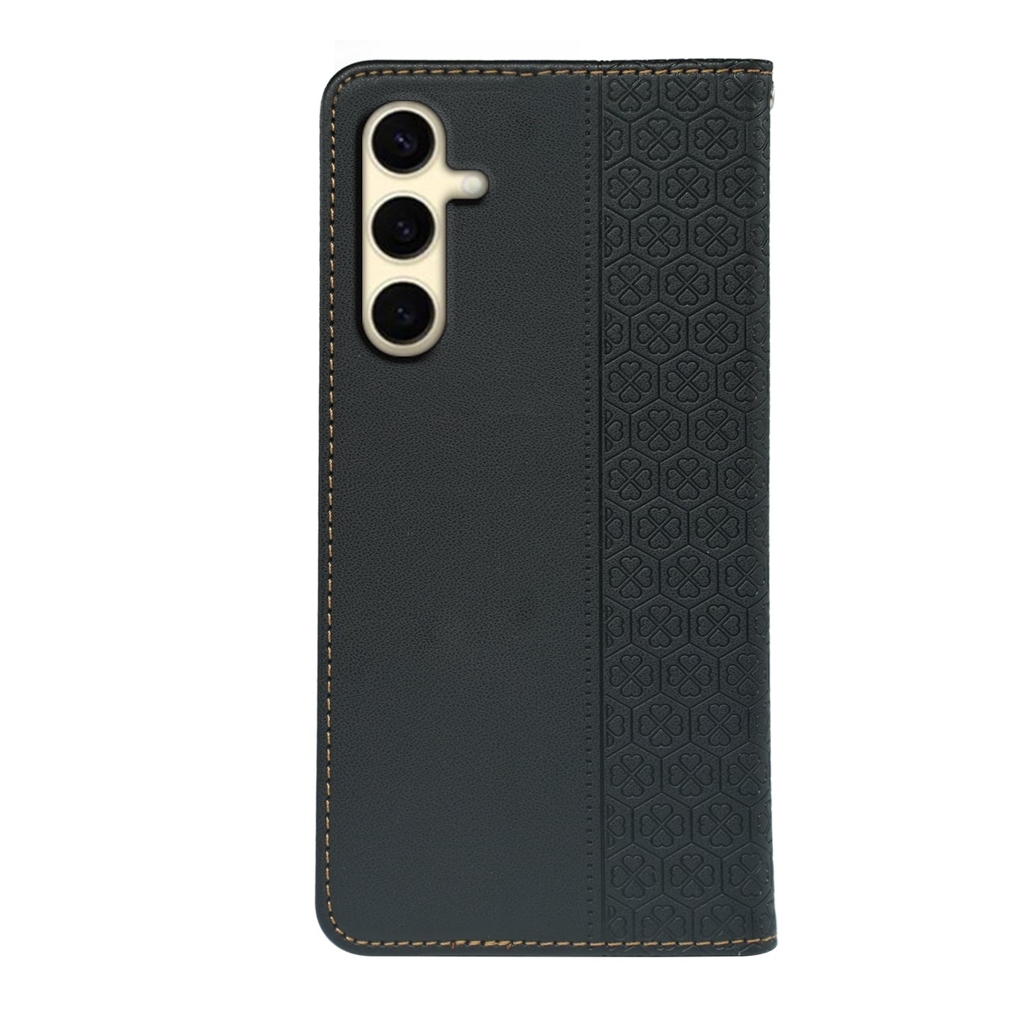 For Samsung Galaxy A16 5G / A16 4G Case Four-Leaf Clover Leather Flip Phone Cover Stand Wallet - Black