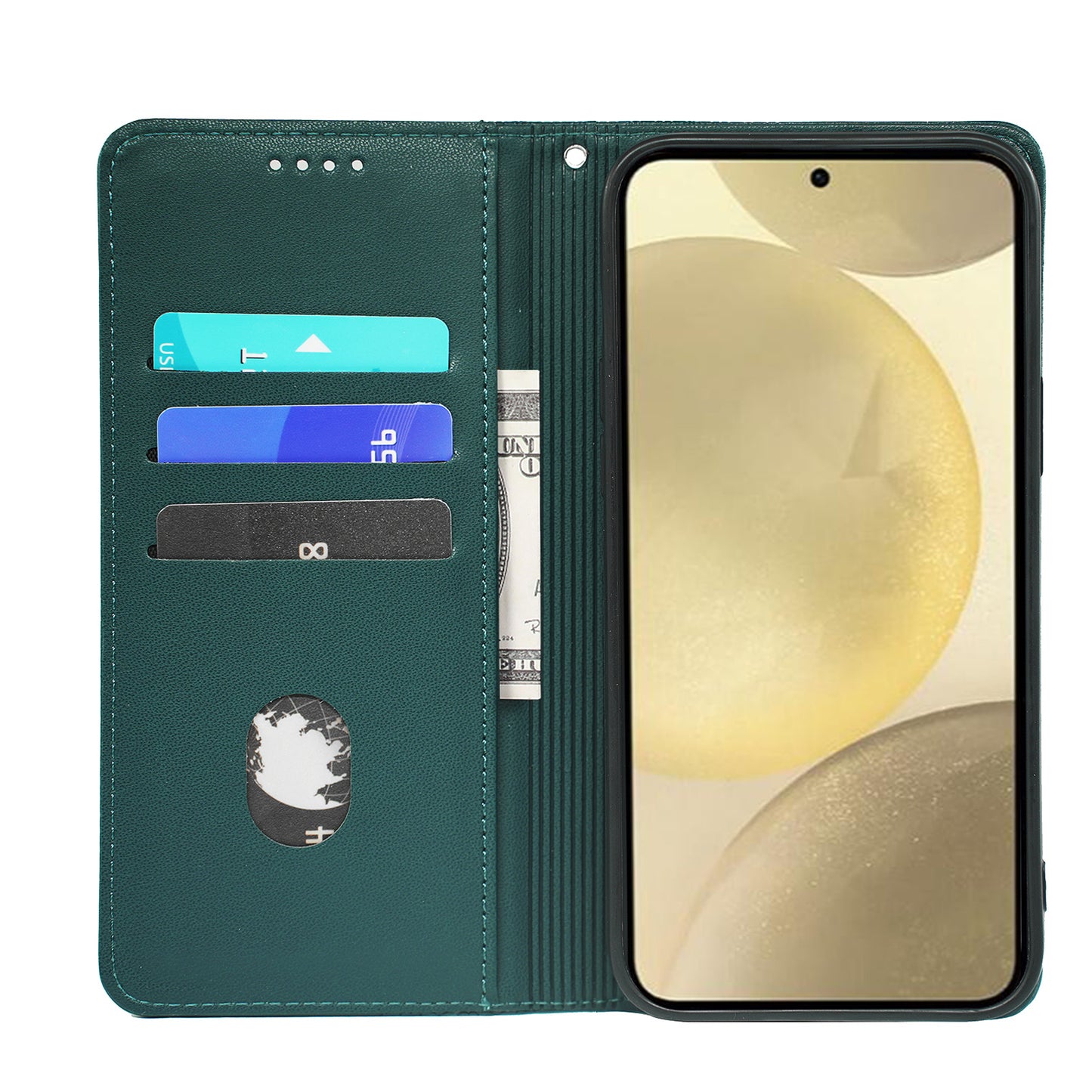 For Samsung Galaxy A16 5G / A16 4G Case Four-Leaf Clover Leather Flip Phone Cover Stand Wallet - Green