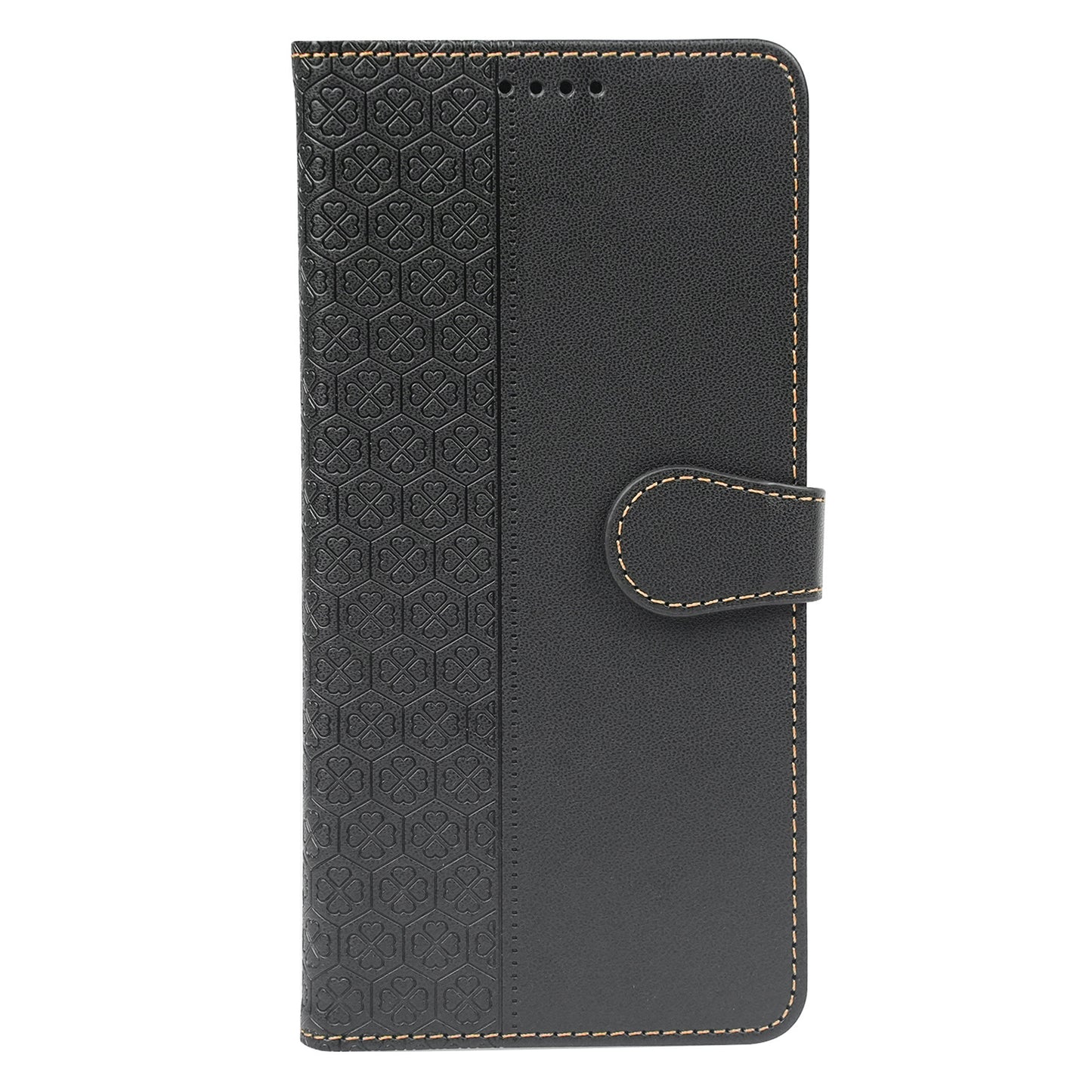 For Samsung Galaxy A16 5G / A16 4G Case Magnetic Clasp Four-Leaf Clover Leather Phone Cover - Black