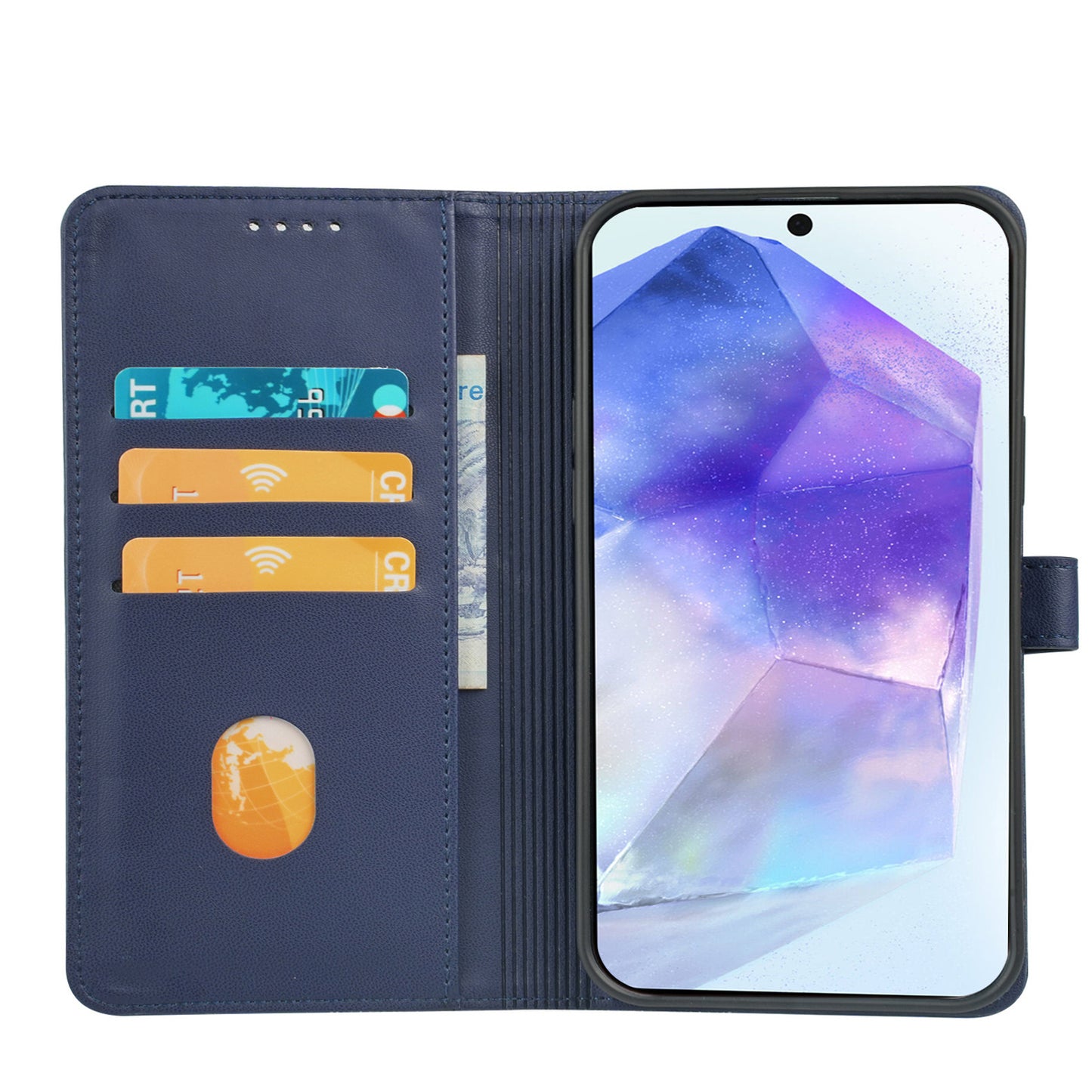 For Samsung Galaxy A16 5G / A16 4G Case Magnetic Clasp Four-Leaf Clover Leather Phone Cover - Blue
