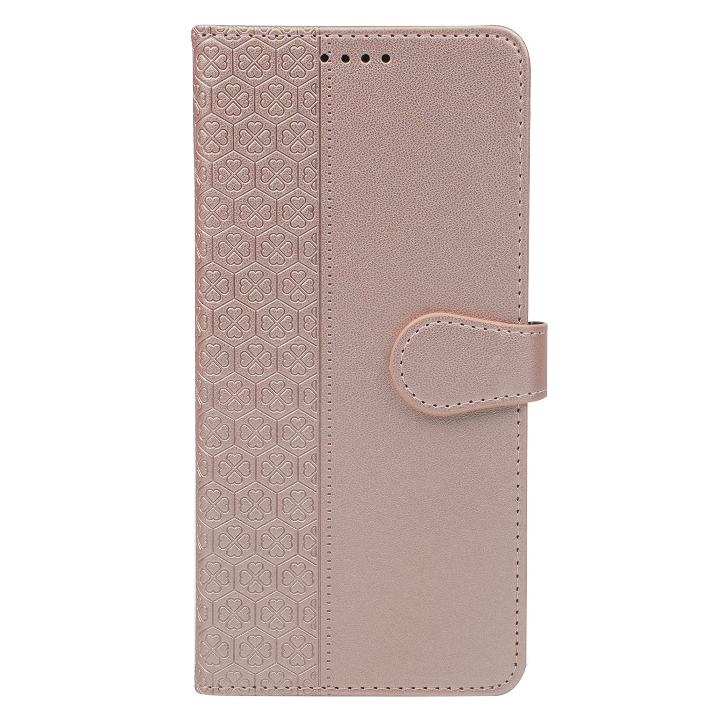 For Samsung Galaxy A16 5G / A16 4G Case Magnetic Clasp Four-Leaf Clover Leather Phone Cover - Rose Gold