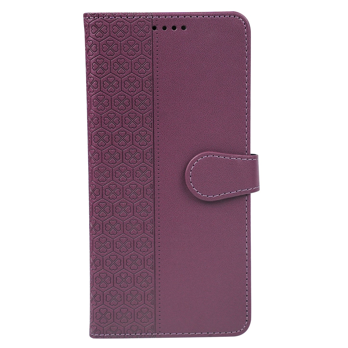 For Samsung Galaxy A16 5G / A16 4G Case Magnetic Clasp Four-Leaf Clover Leather Phone Cover - Dark Purple