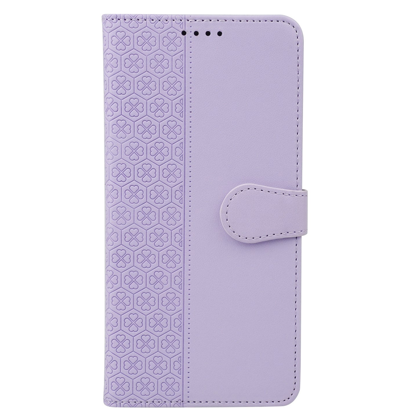 For Samsung Galaxy A16 5G / A16 4G Case Magnetic Clasp Four-Leaf Clover Leather Phone Cover - Light Purple
