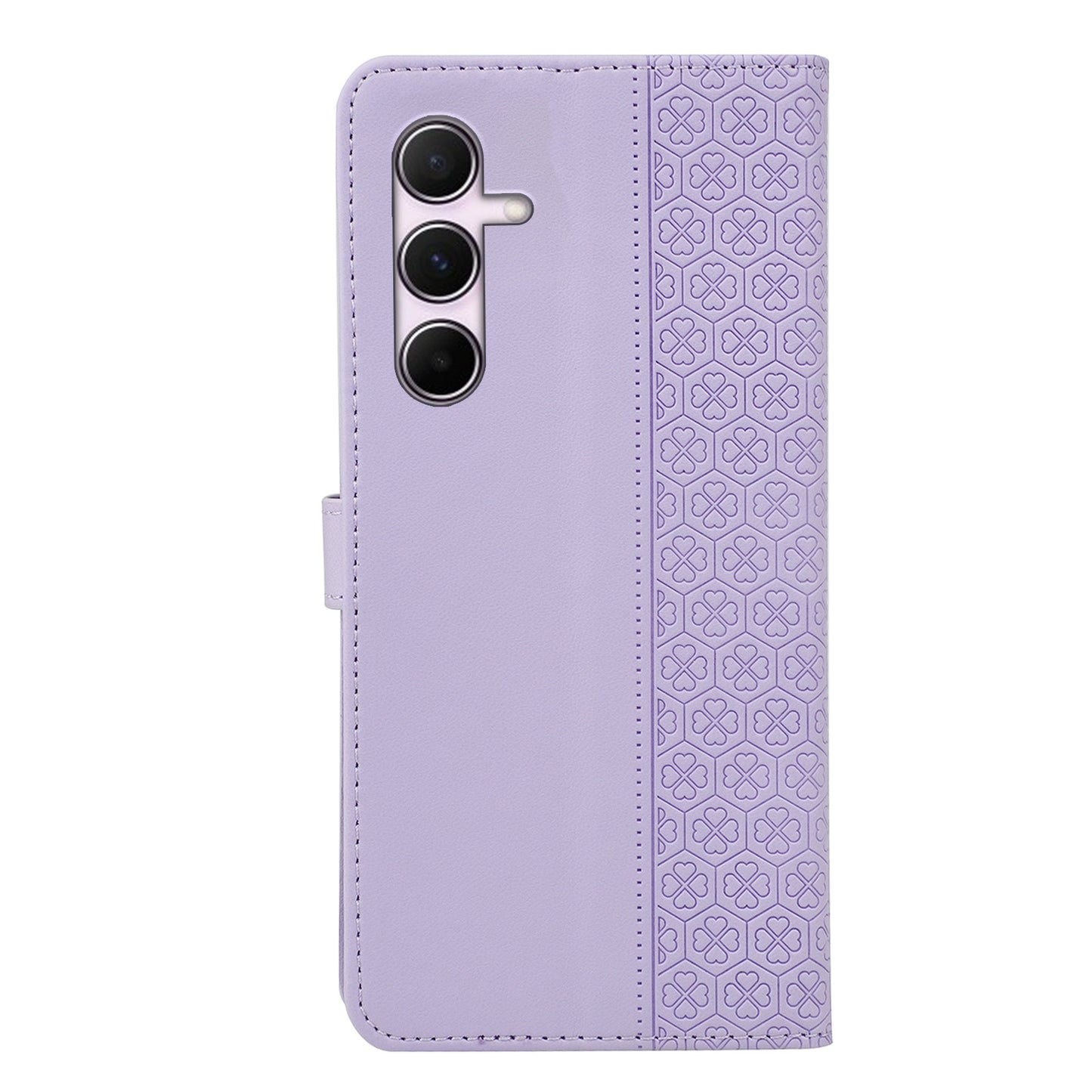 For Samsung Galaxy A16 5G / A16 4G Case Magnetic Clasp Four-Leaf Clover Leather Phone Cover - Light Purple