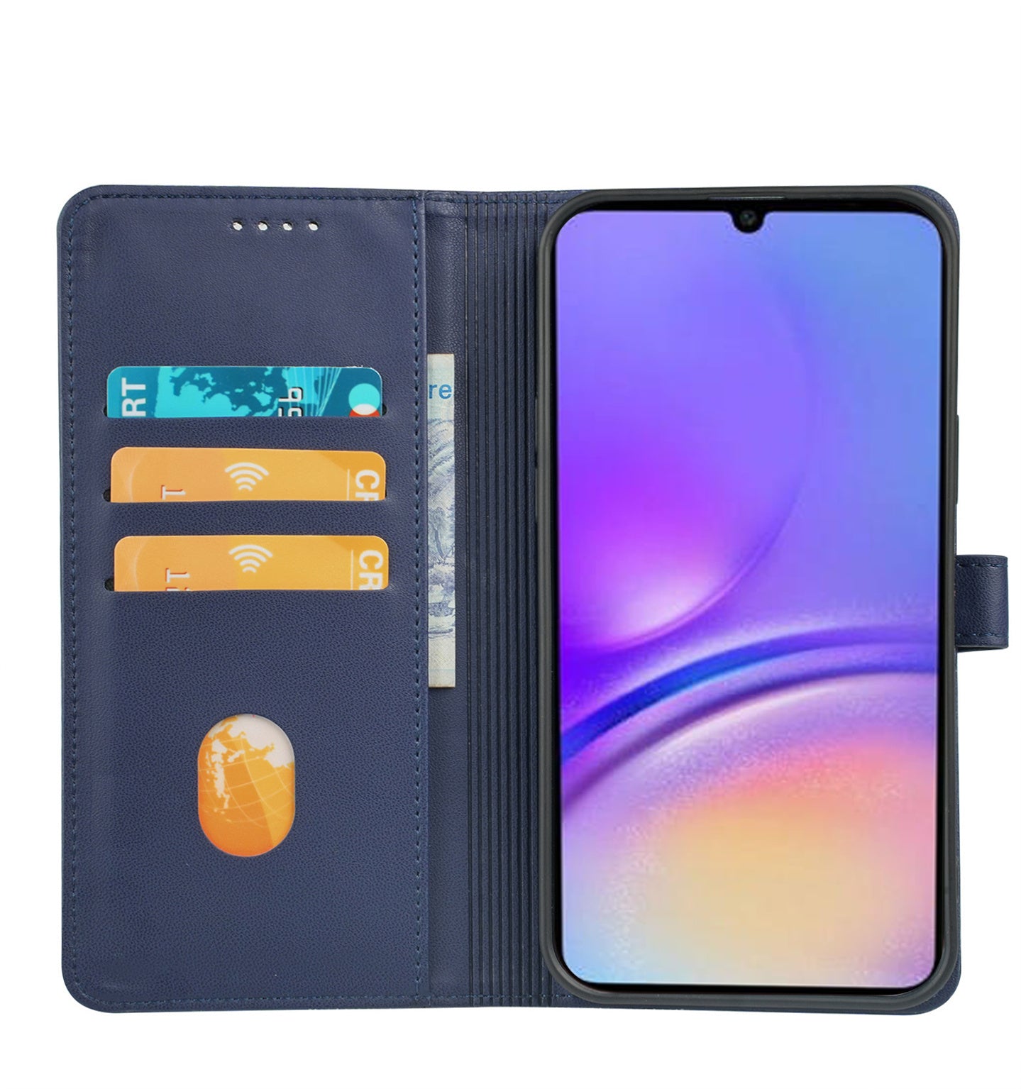 For Samsung Galaxy A06 Case Magnetic Clasp Four-Leaf Clover Leather Phone Cover - Blue