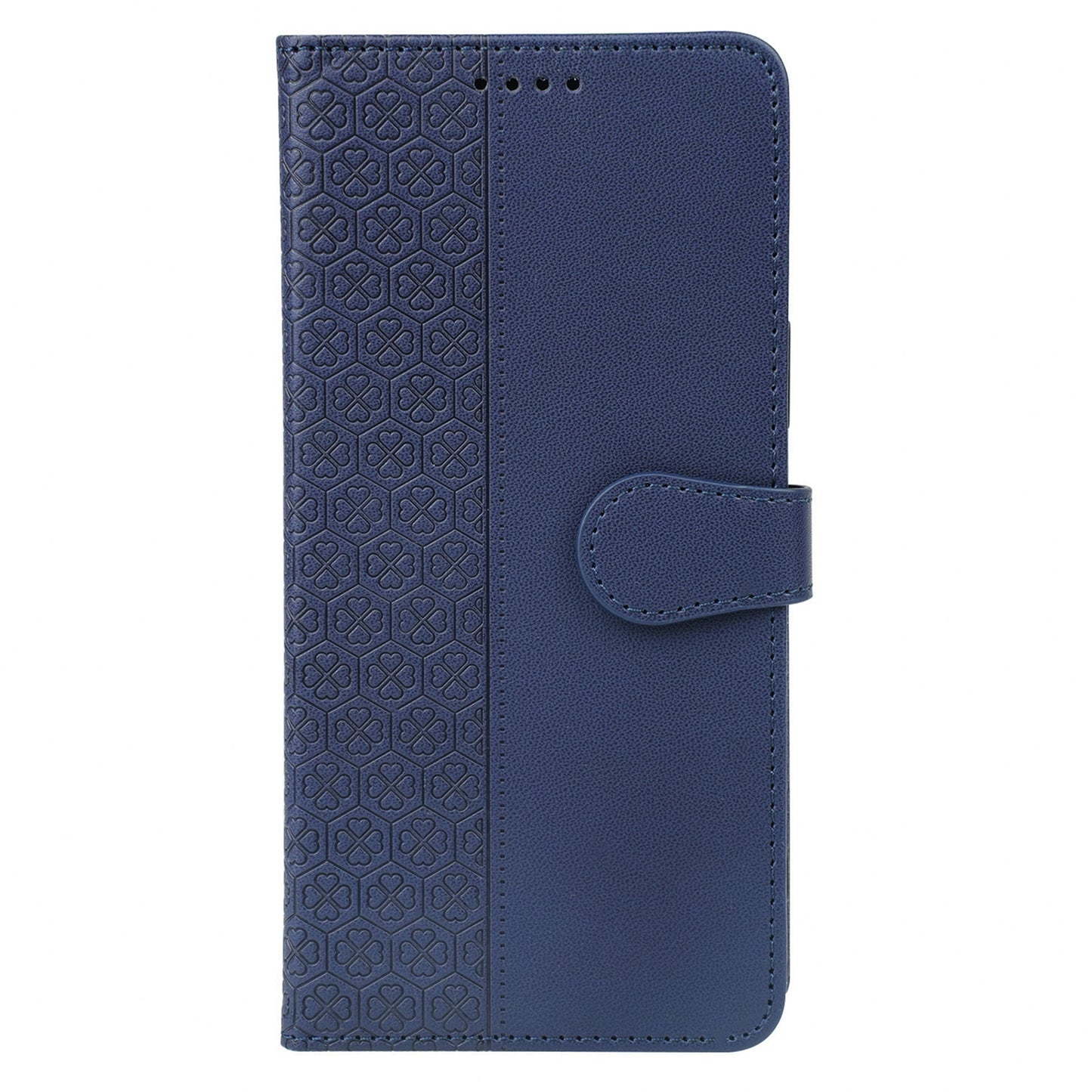 For Samsung Galaxy A06 Case Magnetic Clasp Four-Leaf Clover Leather Phone Cover - Blue
