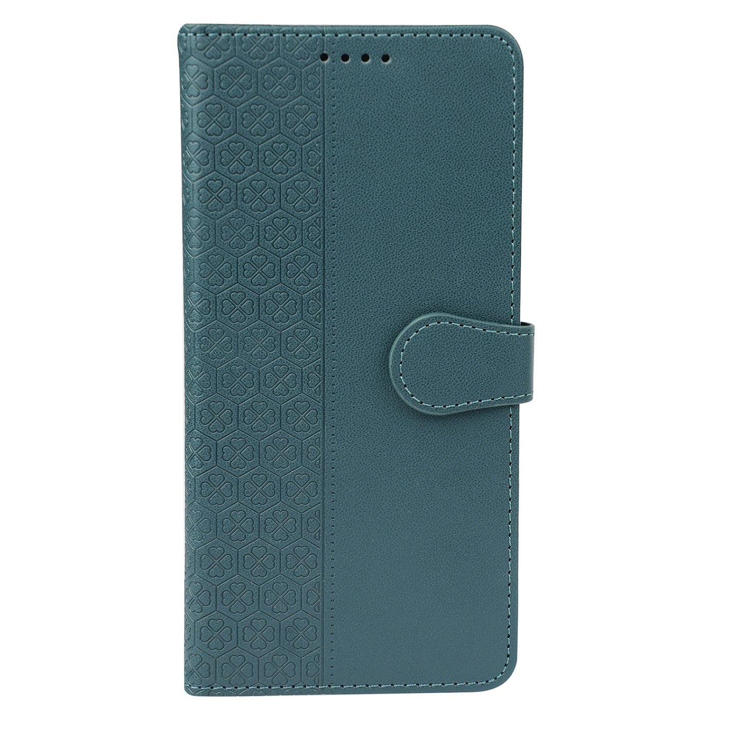 For Samsung Galaxy A06 Case Magnetic Clasp Four-Leaf Clover Leather Phone Cover - Green