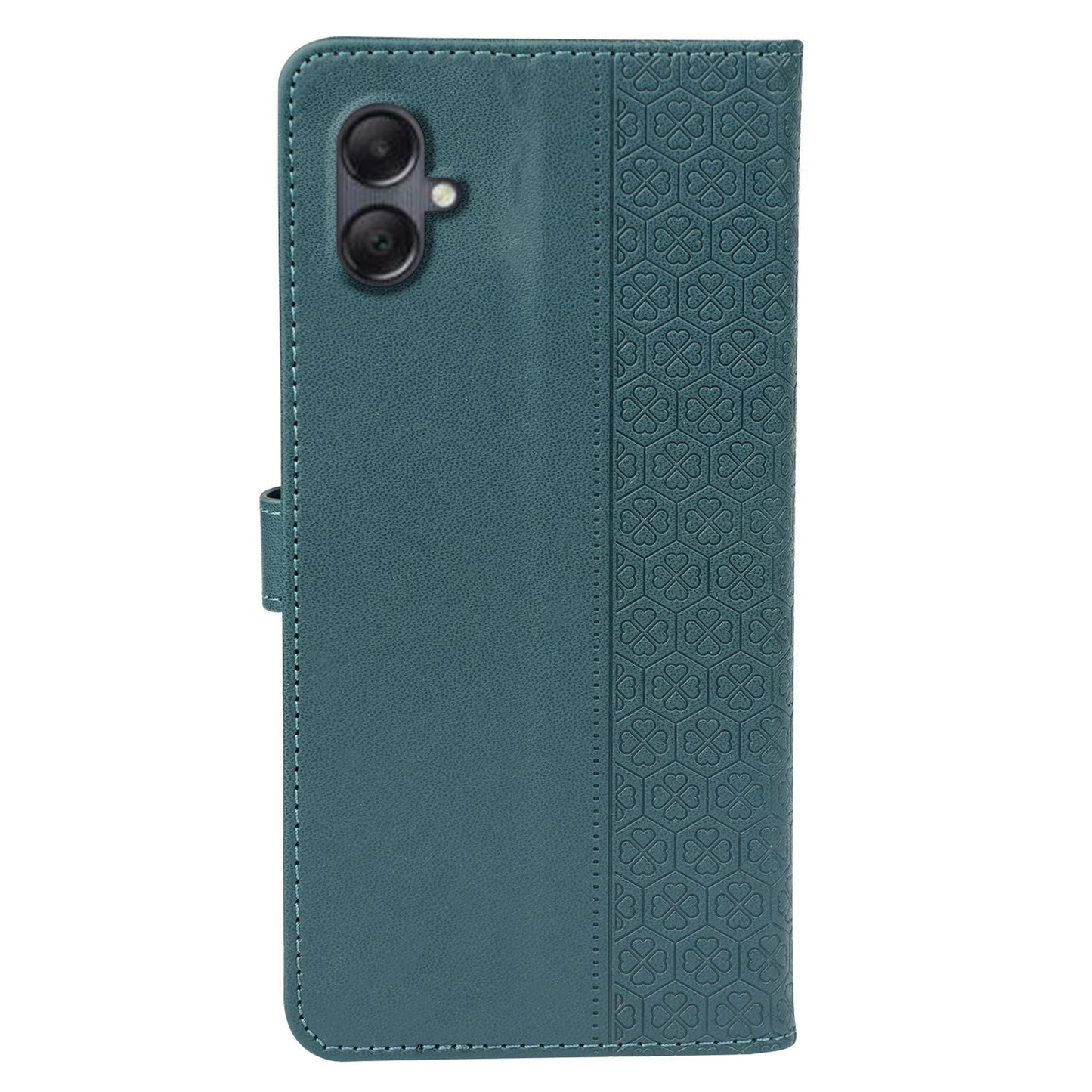 For Samsung Galaxy A06 Case Magnetic Clasp Four-Leaf Clover Leather Phone Cover - Green