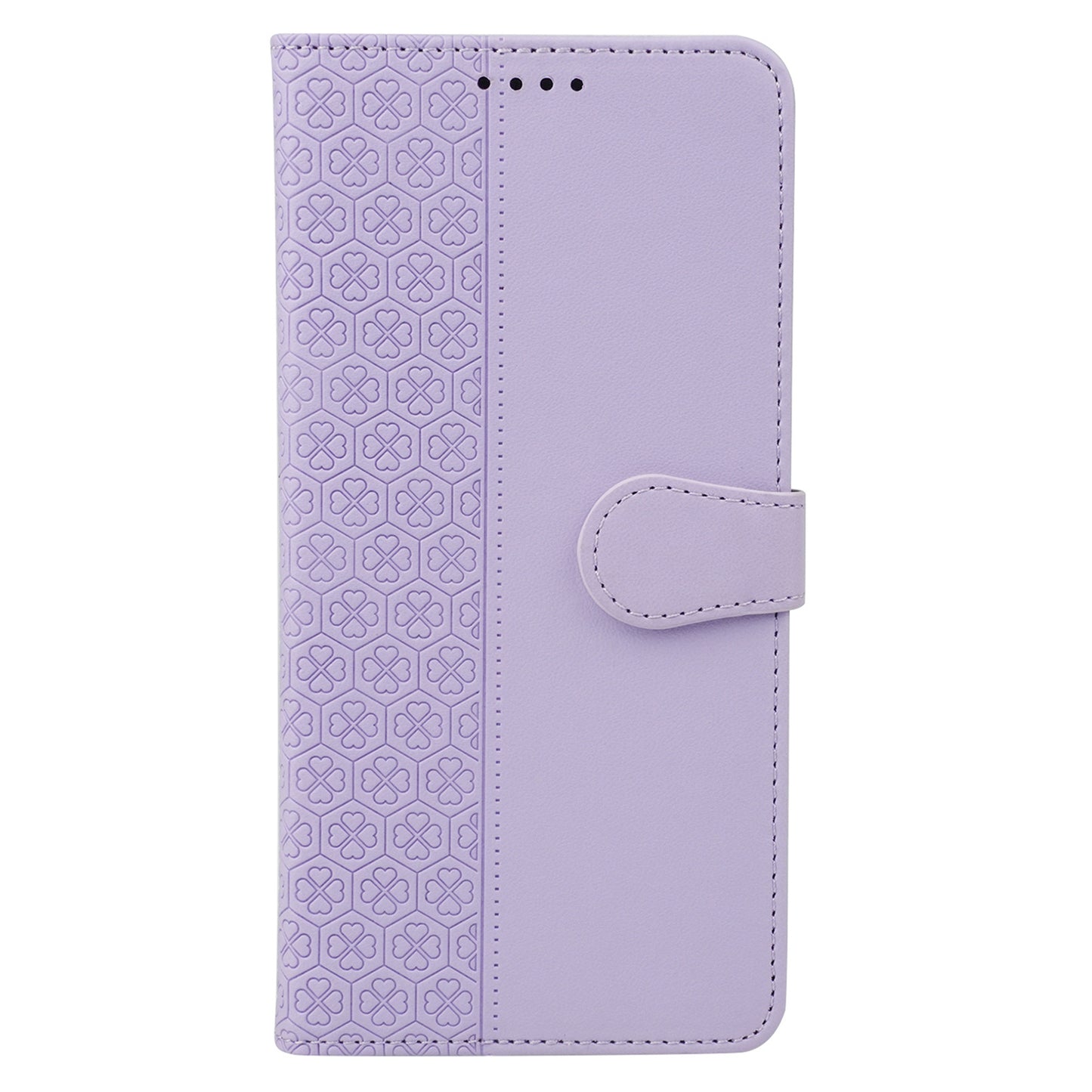 For Samsung Galaxy A06 Case Magnetic Clasp Four-Leaf Clover Leather Phone Cover - Light Purple