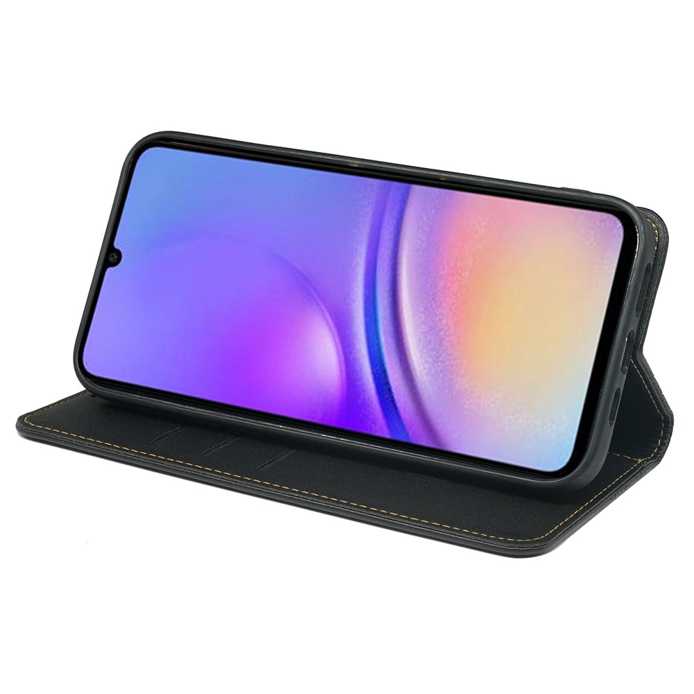 For Samsung Galaxy A06 Case Four-Leaf Clover Leather Flip Phone Cover Stand Wallet - Black