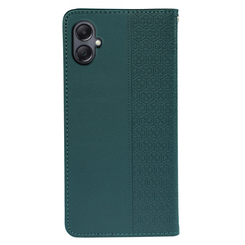 For Samsung Galaxy A06 Case Four-Leaf Clover Leather Flip Phone Cover Stand Wallet - Green