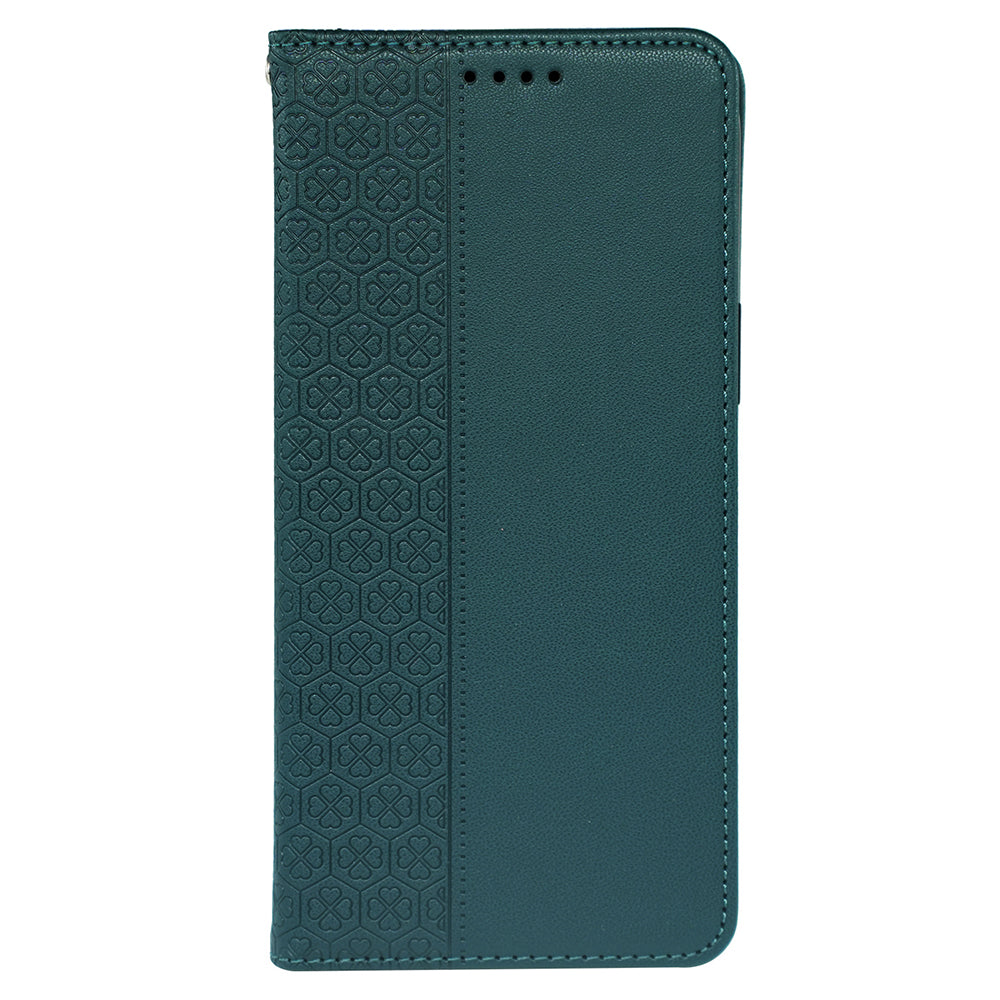 For Samsung Galaxy A06 Case Four-Leaf Clover Leather Flip Phone Cover Stand Wallet - Green